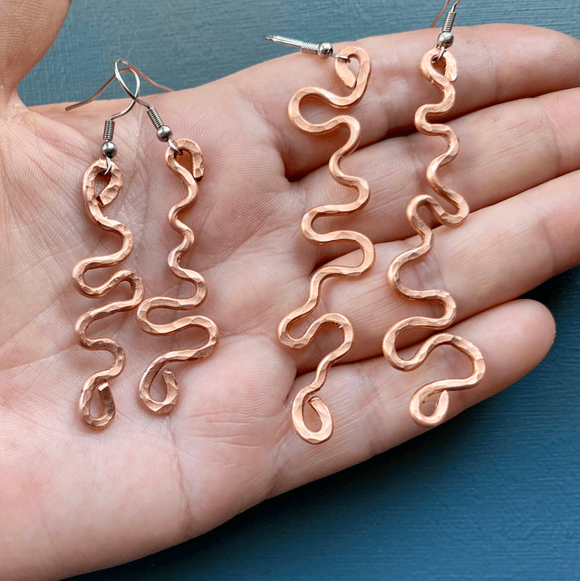 Boho wave earrings copper