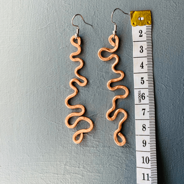 Boho wave earrings copper