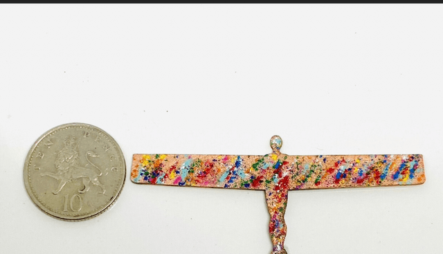 Angel of the North inspired pendant, colourful necklace
