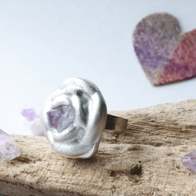 Genuine Scottish amethyst statement ring