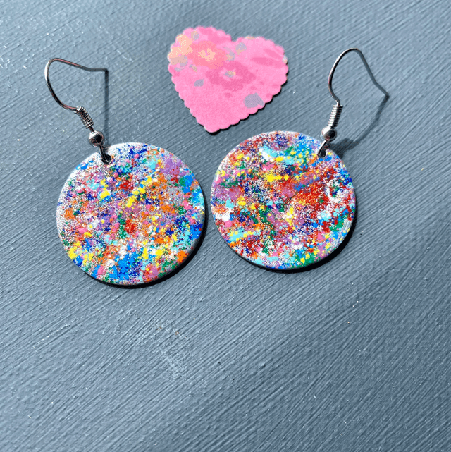 Colourful  round disc earrings