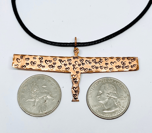 Angel of the North pendant, heart, necklace 