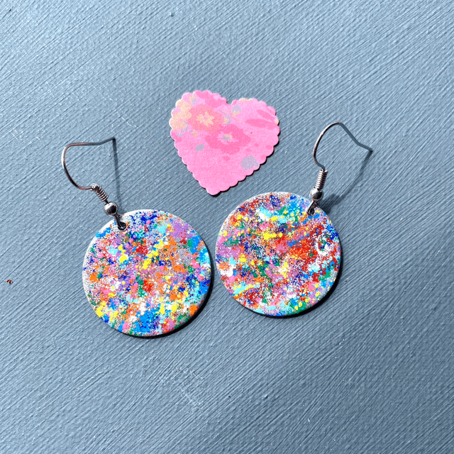 Colourful  round disc earrings