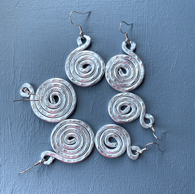 Boho swirl earrings silver 