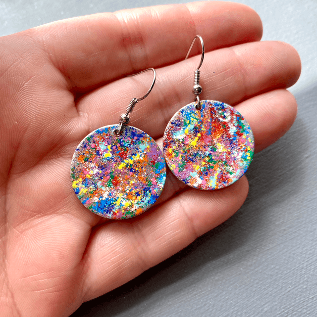Colourful  round disc earrings