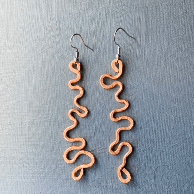 Boho wave earrings copper