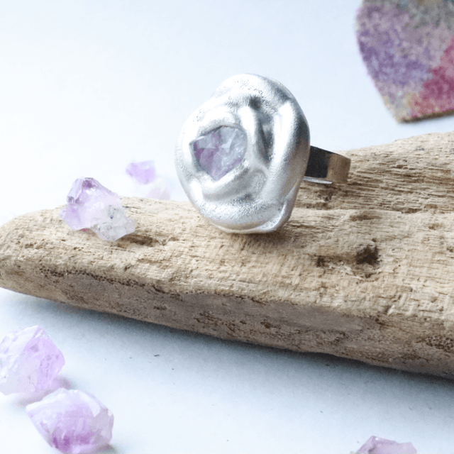 Genuine Scottish amethyst statement ring