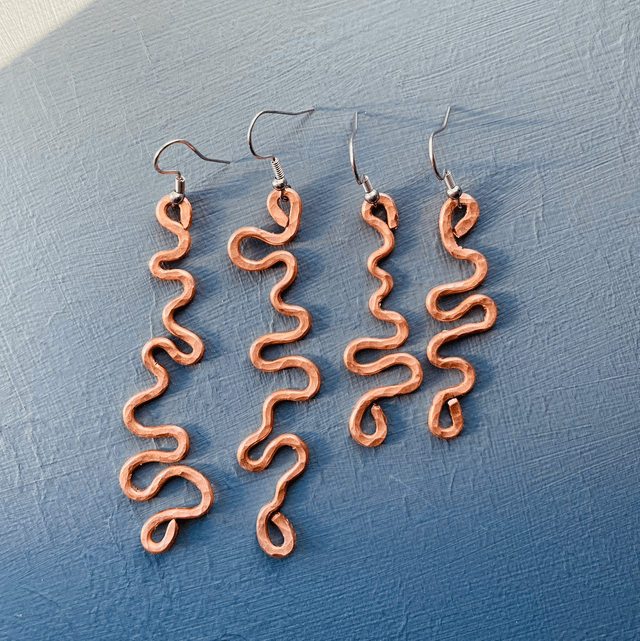 Boho wave earrings copper
