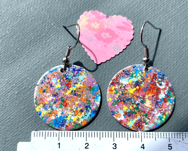 Colourful  round disc earrings