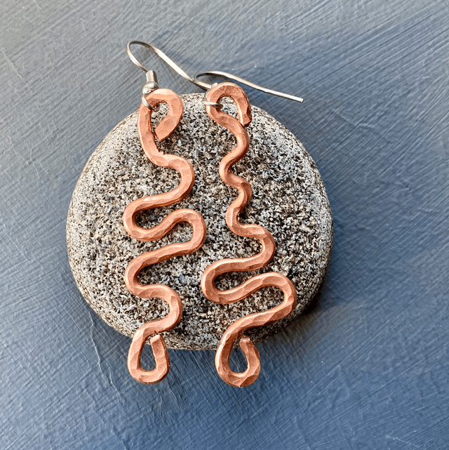 Boho wave earrings copper