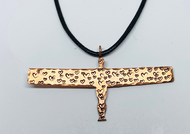 Angel of the North pendant, heart, necklace 