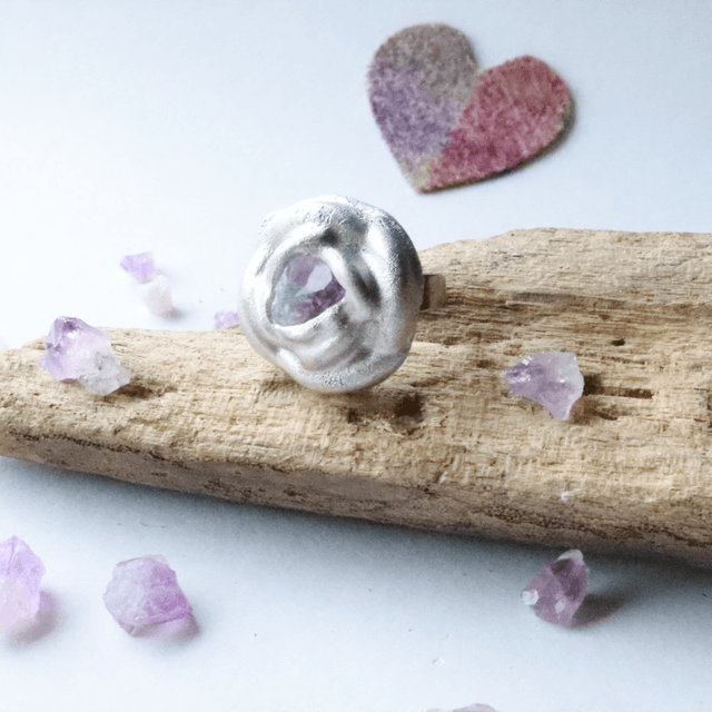 Genuine Scottish amethyst statement ring