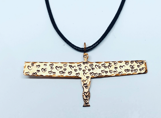 Angel of the North pendant, heart, necklace 